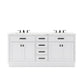 Water Creation HA72CW03PW-000000000 HARTFORD 72"W x 34"H Pure White Double-Sink Vanity with Carrara White Marble Countertop (Vanity Only)