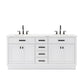 Water Creation HA72CW03PW-000BL1403 HARTFORD 72"W x 34"H Pure White Double-Sink Vanity with Carrara White Marble Countertop + Gooseneck Faucet