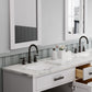 Water Creation HA72CW03PW-000BL1403 HARTFORD 72"W x 34"H Pure White Double-Sink Vanity with Carrara White Marble Countertop + Gooseneck Faucet