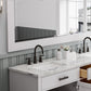 Water Creation HA72CW03PW-R72BL1403 HARTFORD 72"W x 34"H Pure White Double-Sink Vanity with Carrara White Marble Countertop + Gooseneck Faucet and Mirror