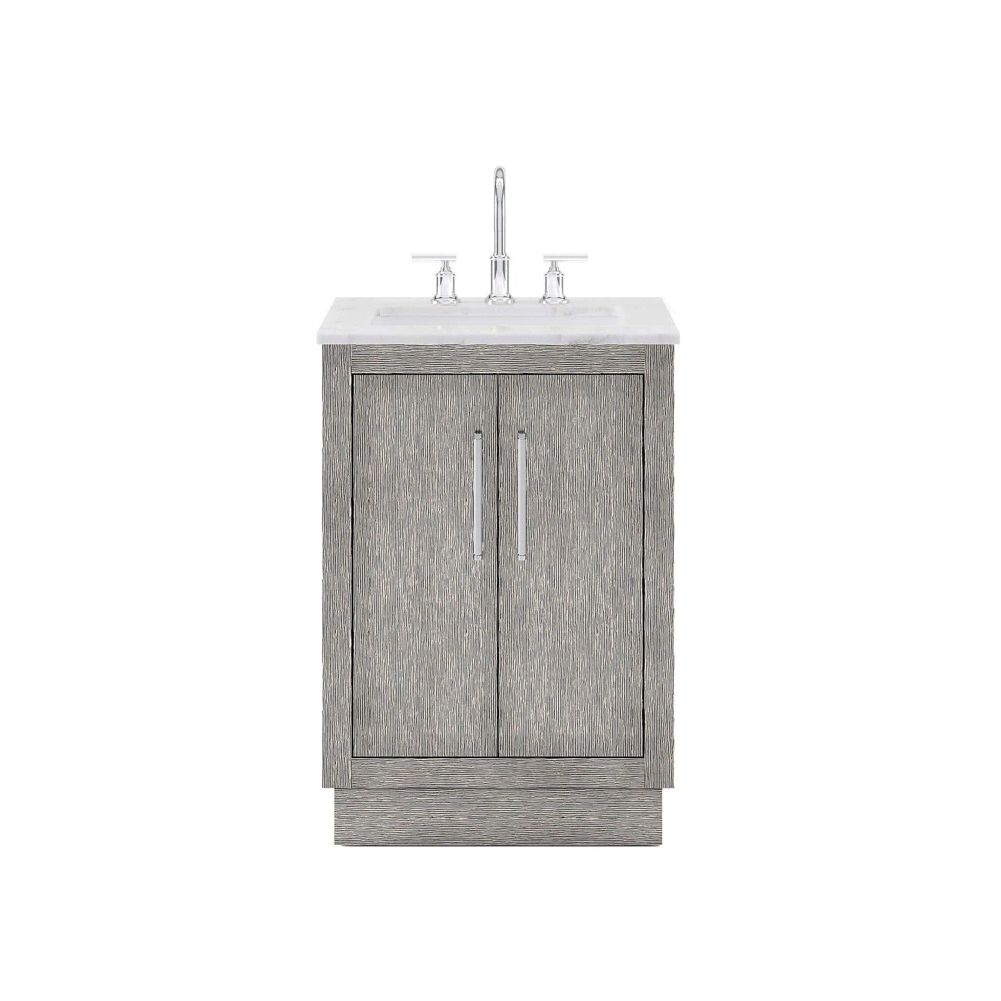 Water Creation HU24CW01GK-000000000 HUGO 24"W x 34.3"H Gray Oak Single-Sink Vanity with Carrara White Marble Countertop (A) (Vanity Only)