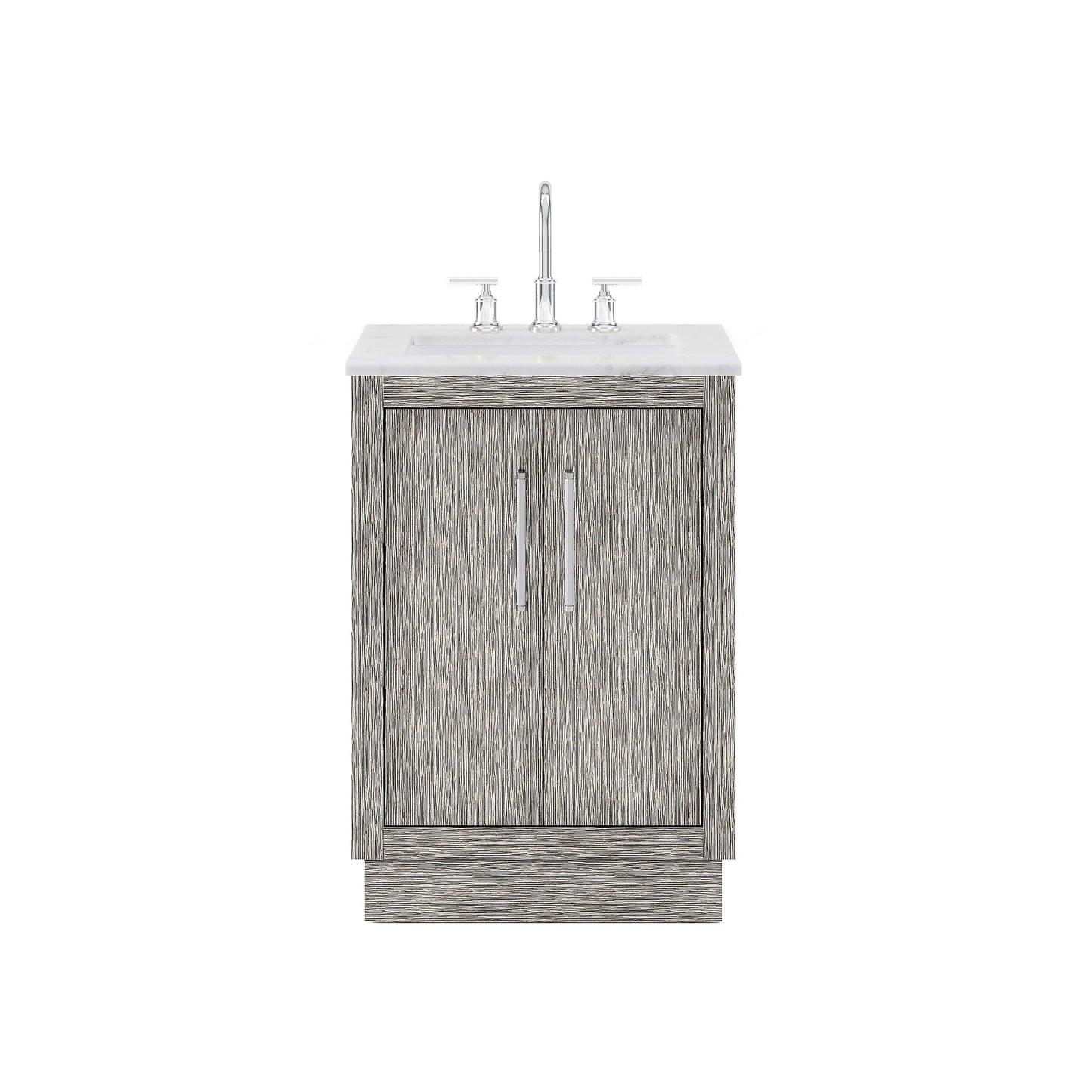 Water Creation HU24CW01GK-000000000 HUGO 24"W x 34.3"H Gray Oak Single-Sink Vanity with Carrara White Marble Countertop (A) (Vanity Only)