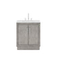 Water Creation HU30CW01GK-000000000 HUGO 30"W x 34.3"H Gray Oak Single-Sink Vanity with Carrara White Marble Countertop (A) (Vanity Only)