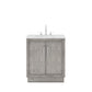 Water Creation HU30CW01GK-000TL1201 HUGO 30"W x 34.3"H Gray Oak Single-Sink Vanity with Carrara White Marble Countertop + Hook Faucet (A)