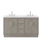 Water Creation HU60CW01GK-000000000 HUGO 60"W x 34.3"H Gray Oak Double-Sink Vanity with Carrara White Marble Countertop (A) (Vanity Only)