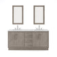 Water Creation HU72CW01GK-R21000000 HUGO 72"W x 34.3"H Gray Oak Double-Sink Vanity with Carrara White Marble Countertop + Mirrors (A)