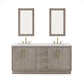 Water Creation HU72CW06GK-R21000000 HUGO 72"W x 34.3"H Gray Oak Double-Sink Vanity with Carrara White Marble Countertop + Mirrors (C)