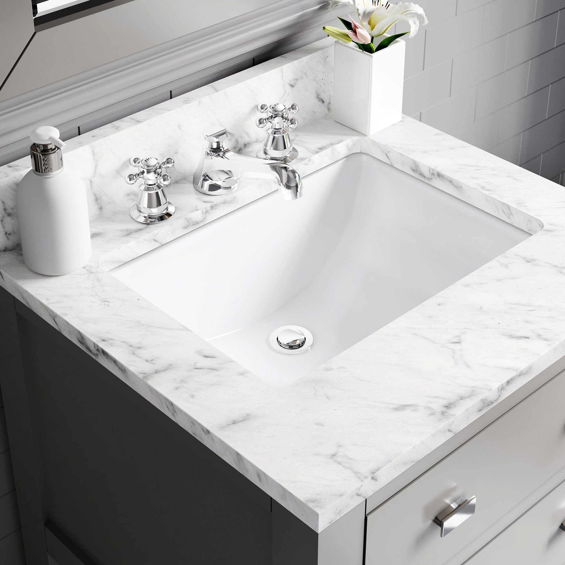 Water Creation MA24CW01CG-R21BX0901 MADALYN 24"W x 34"H Cashmere Gray Single-Sink Vanity + Faucets & Mirror