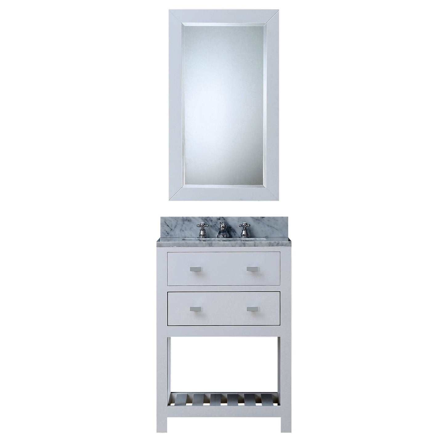 Water Creation MA24CW01PW-R21BX0901 MADALYN 24"W x 34"H Pure White Single-Sink Vanity + Faucets & Mirror