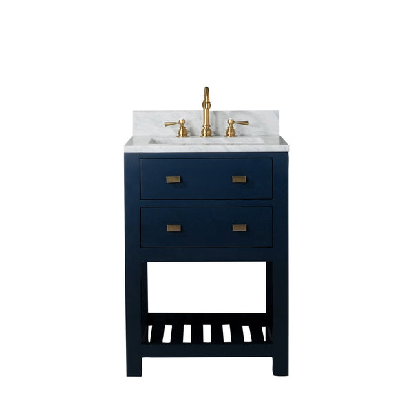 Water Creation MA24CW06MB-000000000 MADALYN 24W x 34H Monarch Blue Single-Sink Vanity with Carrara White Marble Countertop (Vanity Only)