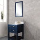 Water Creation MA24CW06MB-000FX1306 MADALYN 24"W x 34"H Monarch Blue Single-Sink Vanity with Carrara White Marble Countertop + Faucets (F2-0013)