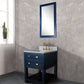 Water Creation MA24CW06MB-R21000000 MADALYN 24"W x 34"H Monarch Blue Single-Sink Vanity with Carrara White Marble Countertop + Mirror