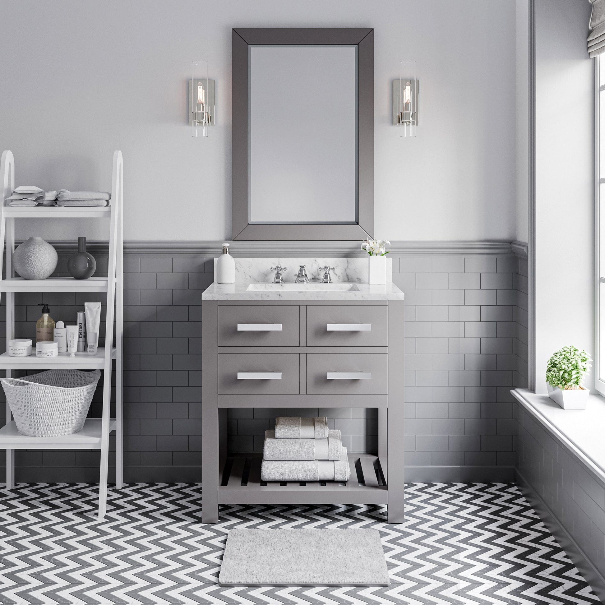 Water Creation MA30CW01CG-R24000000 MADALYN 30"W x 34"H Cashmere Gray Single-Sink Vanity + Mirror