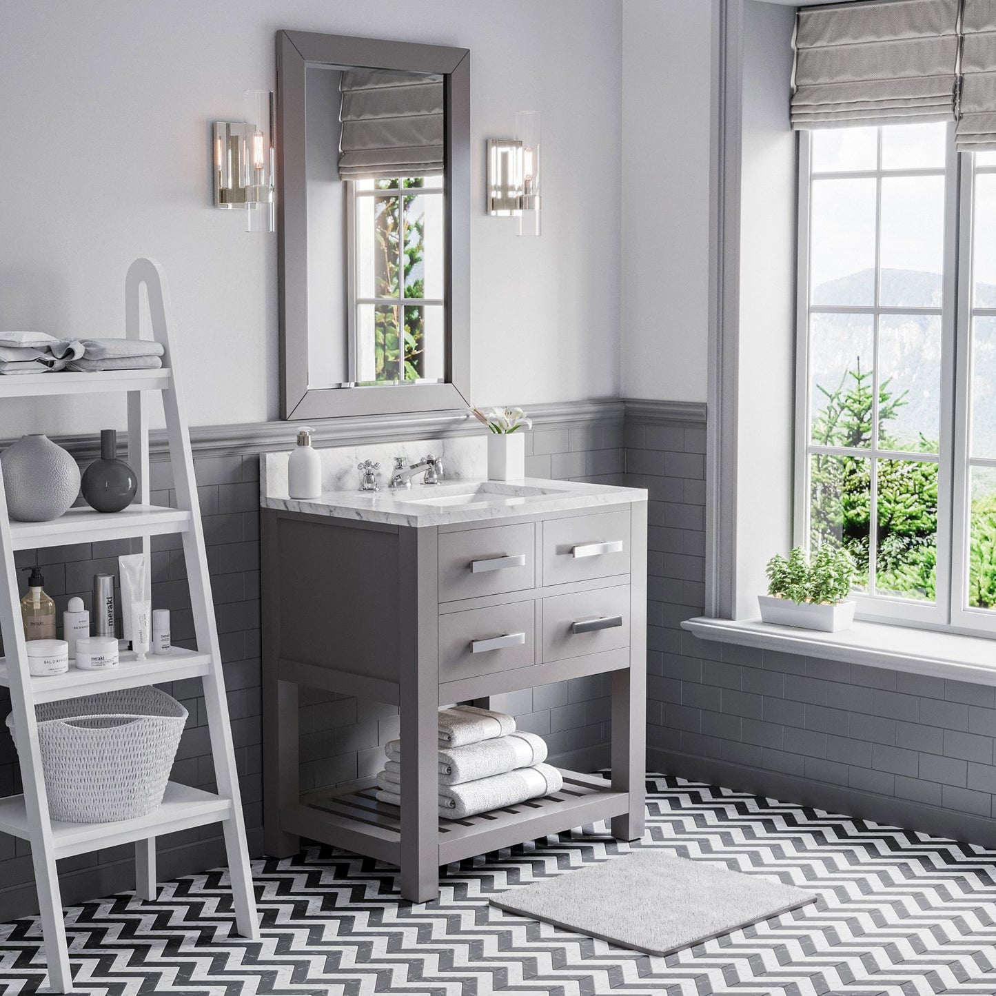 Water Creation MA30CW01CG-R24000000 MADALYN 30"W x 34"H Cashmere Gray Single-Sink Vanity + Mirror