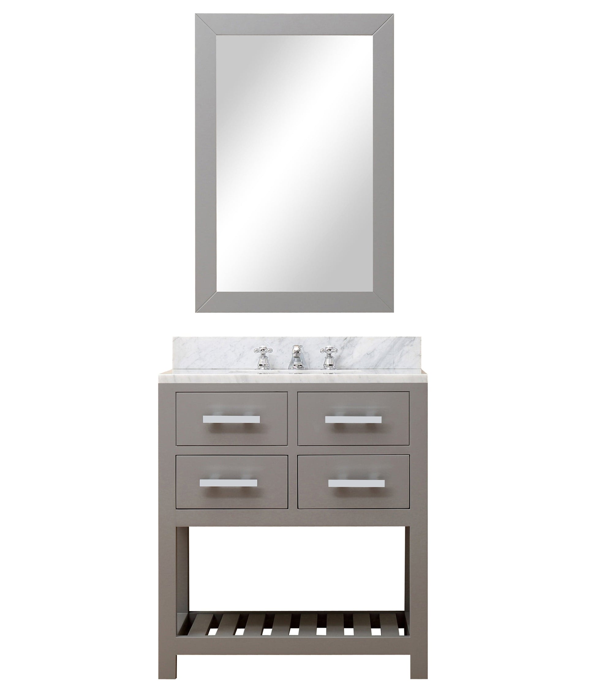 Water Creation MA30CW01CG-R24BX0901 MADALYN 30"W x 34"H Cashmere Gray Single-Sink Vanity + Faucets & Mirror