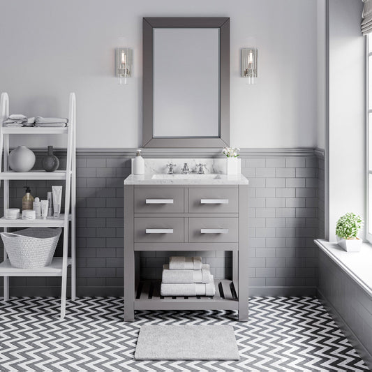 Water Creation MA30CW01CG-R24BX0901 MADALYN 30"W x 34"H Cashmere Gray Single-Sink Vanity + Faucets & Mirror