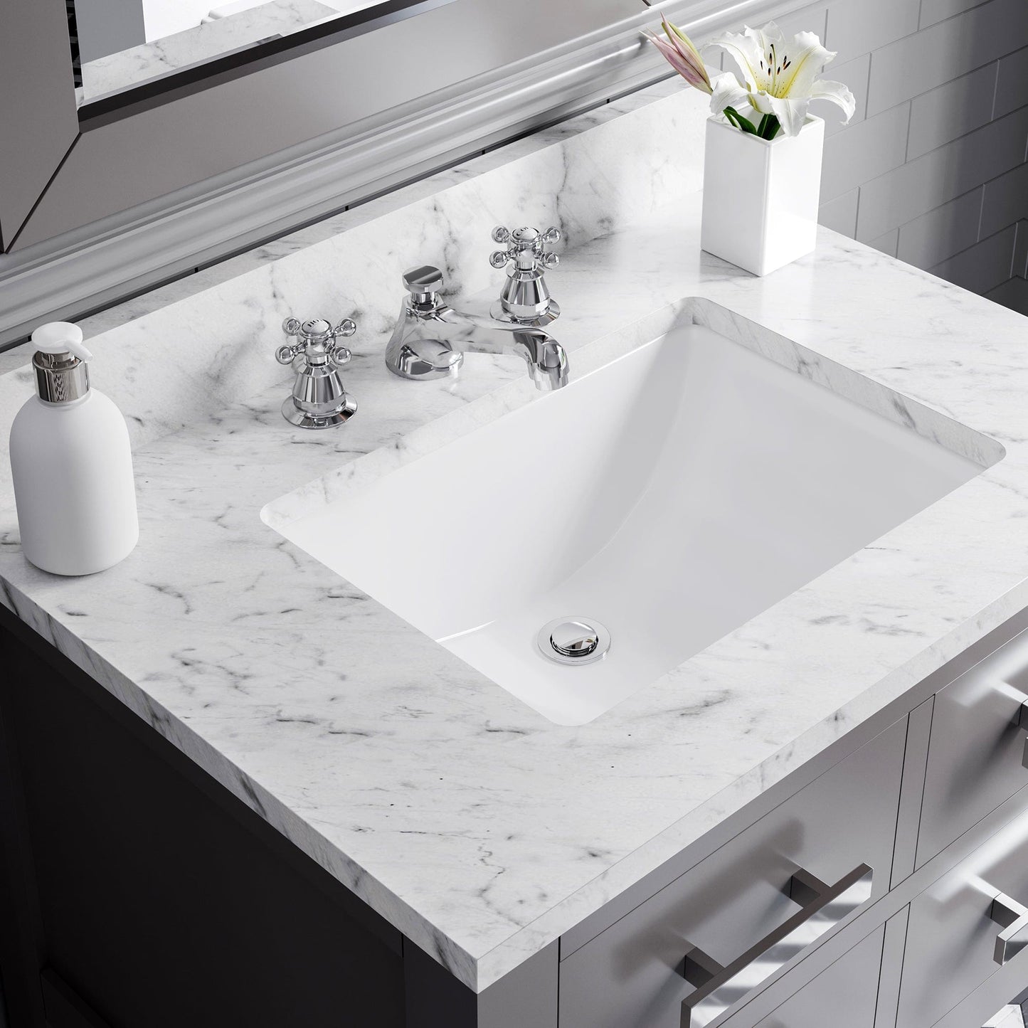 Water Creation MA30CW01CG-R24BX0901 MADALYN 30"W x 34"H Cashmere Gray Single-Sink Vanity + Faucets & Mirror