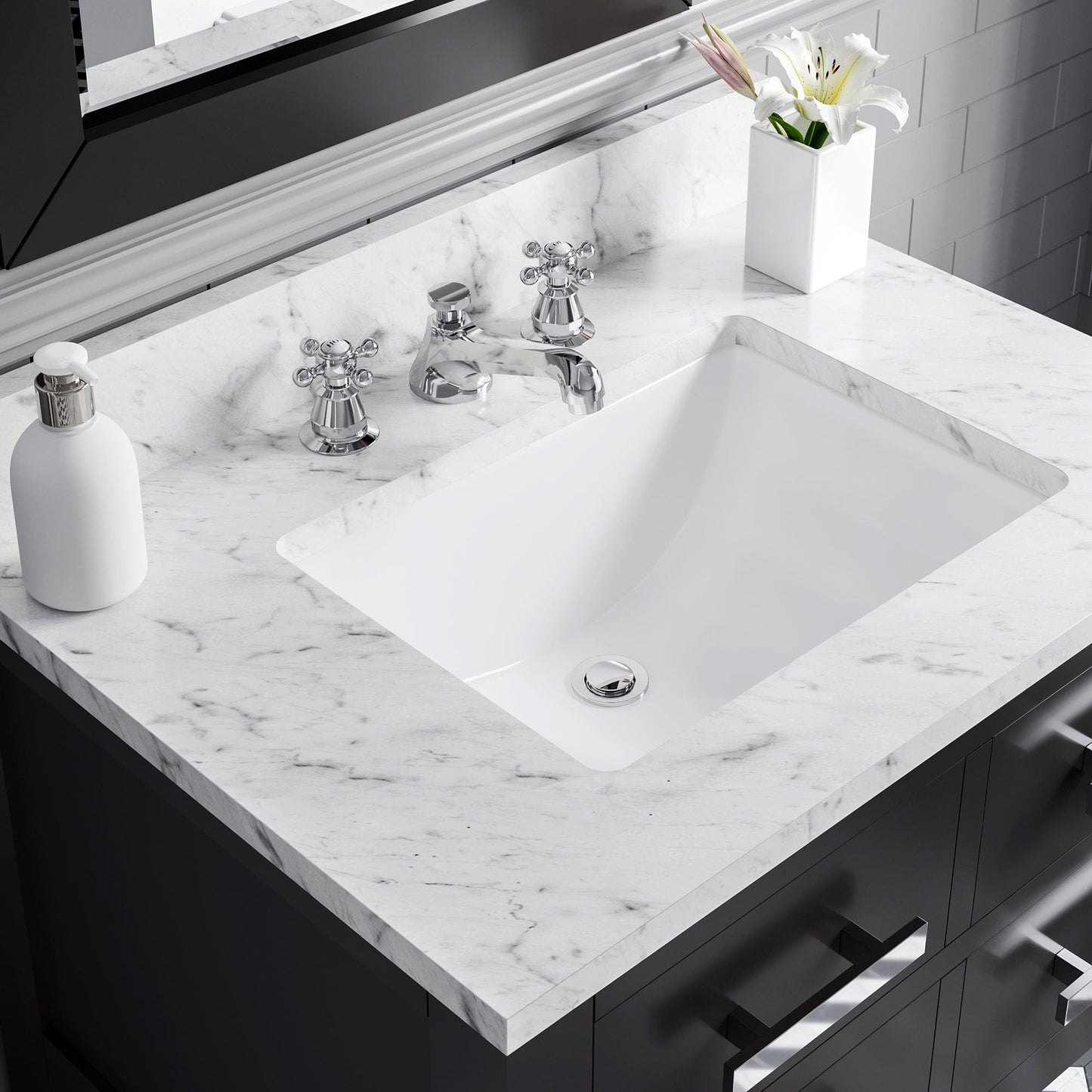 Water Creation MA30CW01ES-R24BX0901 MADALYN 30"W x 34"H Espresso Single-Sink Vanity + Faucets & Mirror