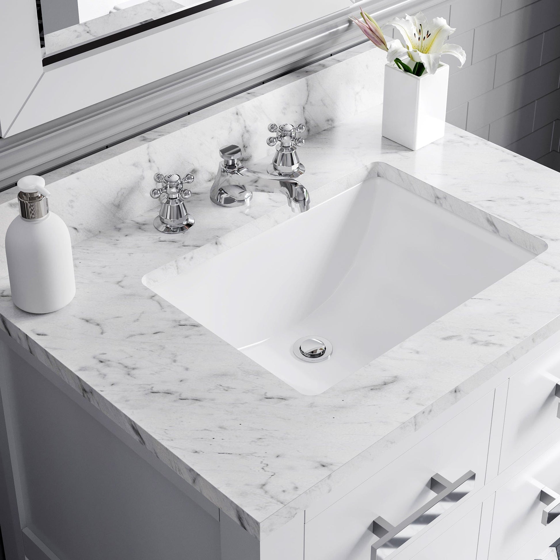 Water Creation MA30CW01PW-000BX0901 MADALYN 30"W x 34"H Pure White Single-Sink Vanity + Faucets