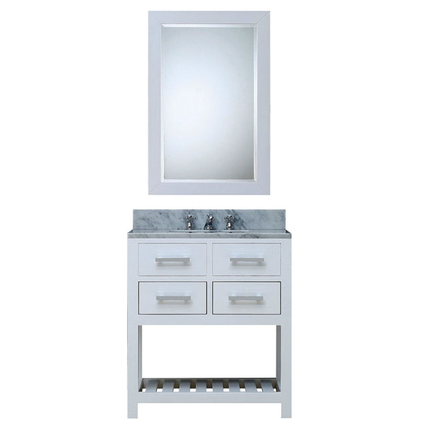 Water Creation MA30CW01PW-R24000000 MADALYN 30W x 34H Pure White Single-Sink Vanity + Mirror