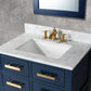 Water Creation MA30CW06MB-000FX1306 MADALYN 30"W x 34"H Monarch Blue Single-Sink Vanity with Carrara White Marble Countertop + Faucets (F2-0013)