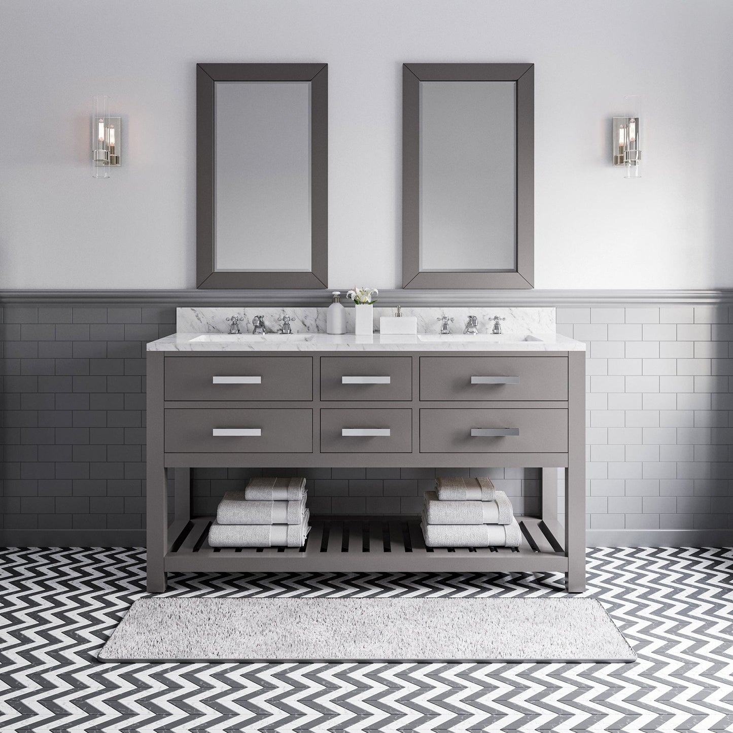 Water Creation MA60CW01CG-000000000 MADALYN 60"W x 34"H Cashmere Gray Double-Sink Vanity (Vanity Only)