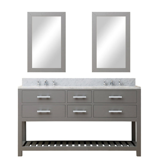 Water Creation MA60CW01CG-R21BX0901 MADALYN 60"W x 34"H Cashmere Gray Double-Sink Vanity + Faucets & Mirrors