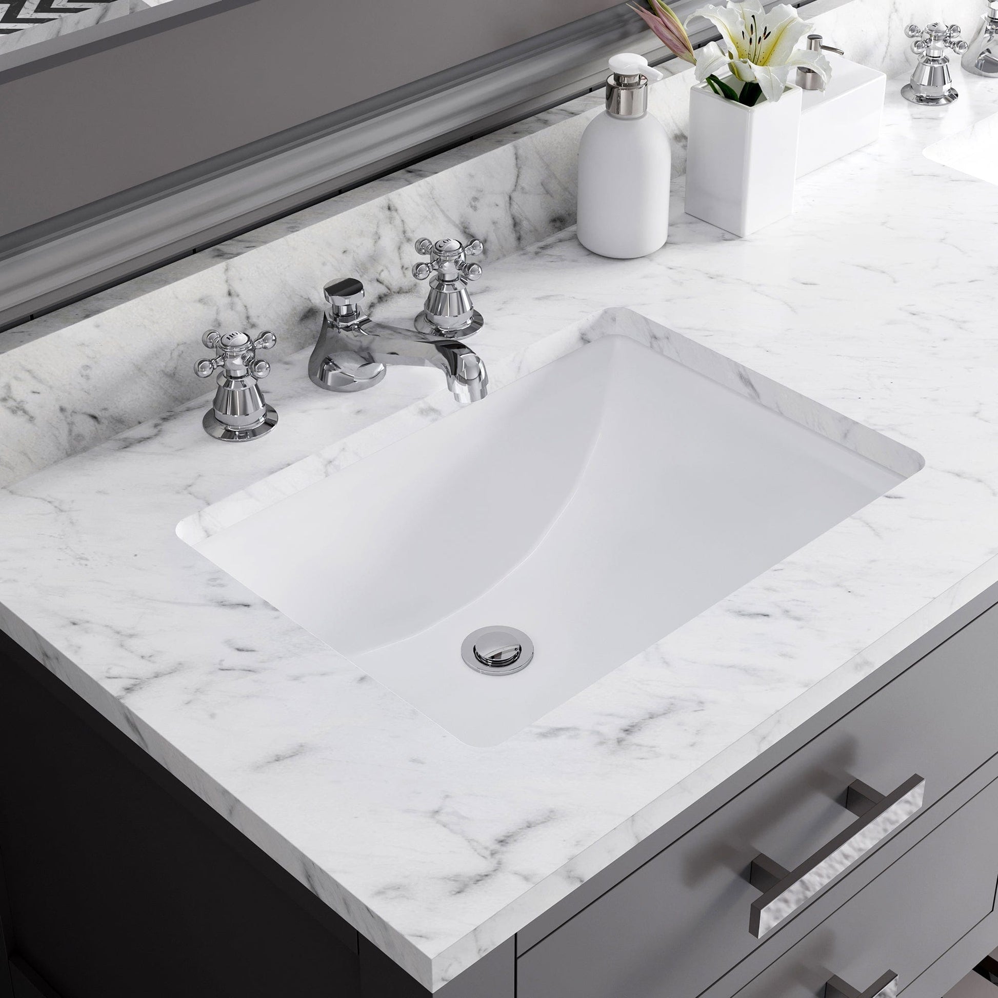 Water Creation MA60CW01CG-R21BX0901 MADALYN 60"W x 34"H Cashmere Gray Double-Sink Vanity + Faucets & Mirrors