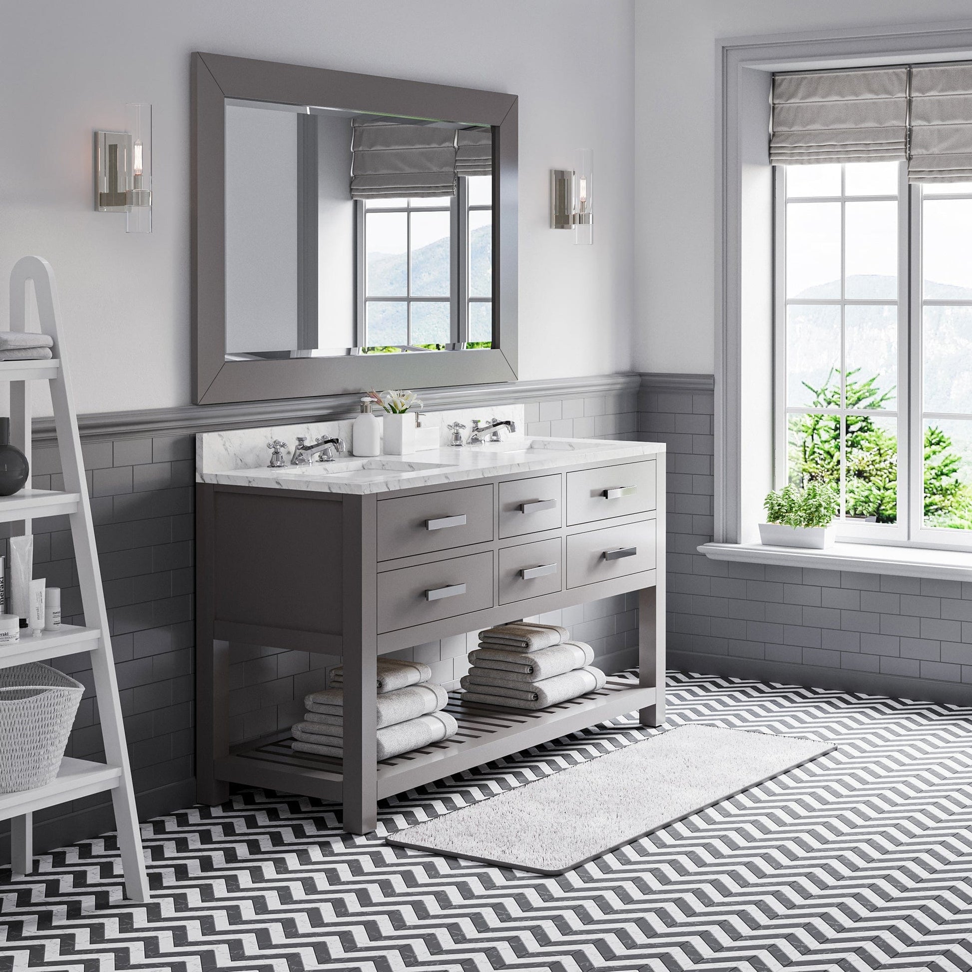 Water Creation MA60CW01CG-R60000000 MADALYN 60"W x 34"H Cashmere Gray Double-Sink Vanity + Mirror