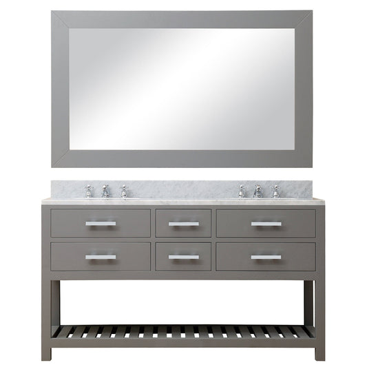 Water Creation MA60CW01CG-R60BX0901 MADALYN 60"W x 34"H Cashmere Gray Double-Sink Vanity + Faucets & Mirror