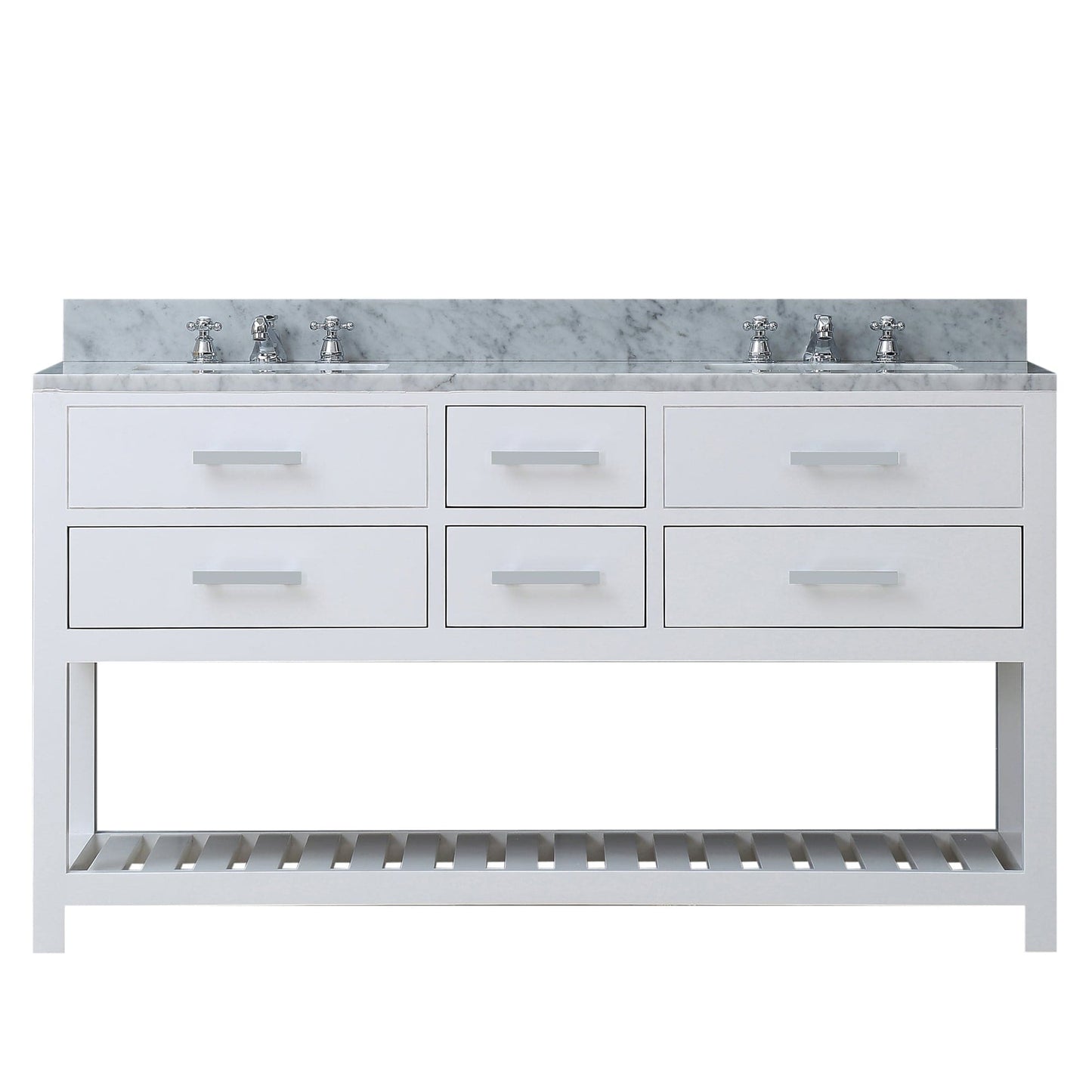 Water Creation MA60CW01PW-000BX0901 MADALYN 60"W x 34"H Pure White Double-Sink Vanity + Faucets