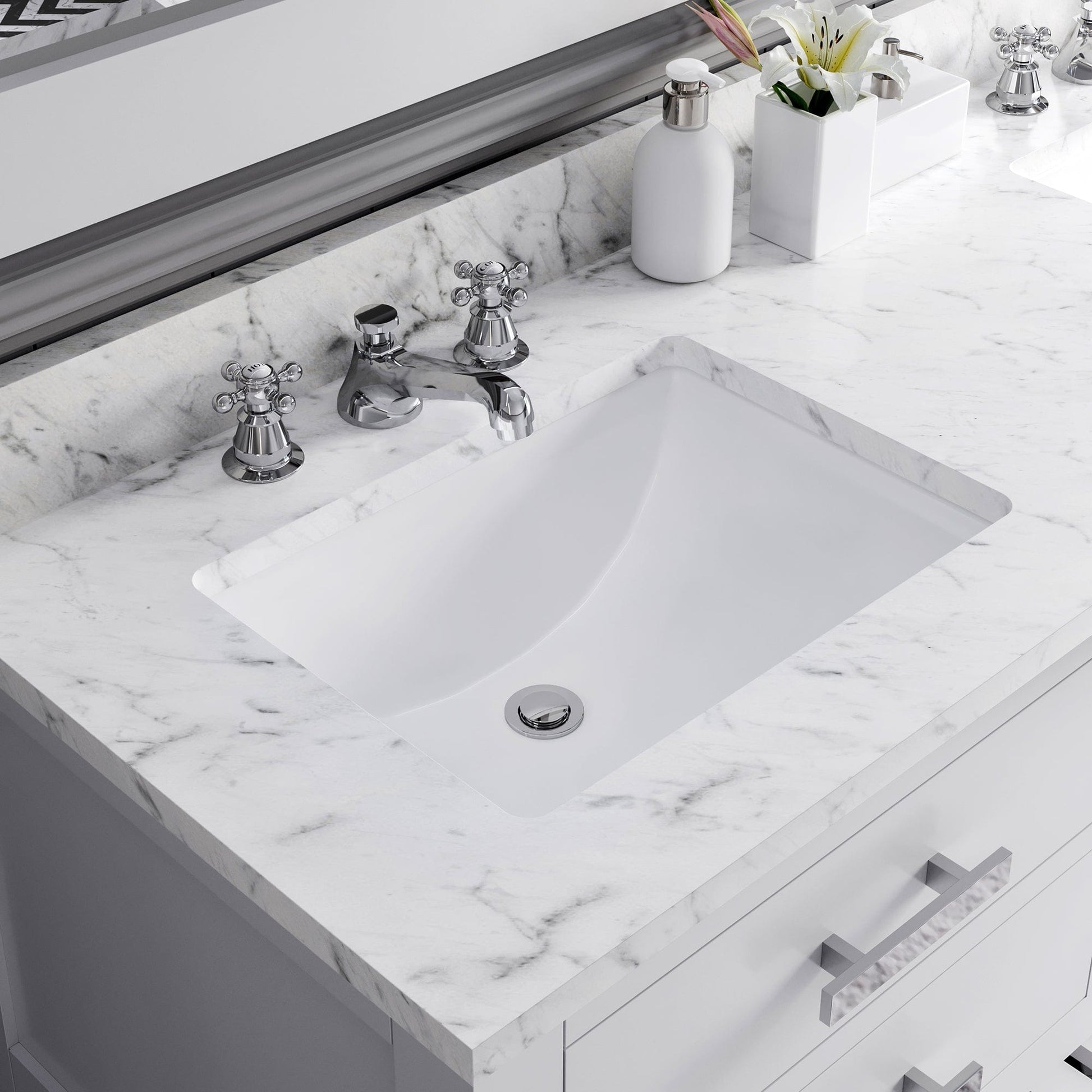 Water Creation MA60CW01PW-000BX0901 MADALYN 60"W x 34"H Pure White Double-Sink Vanity + Faucets