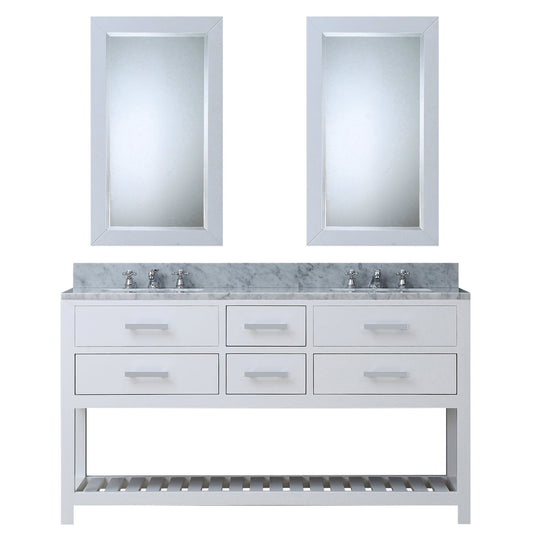 Water Creation MA60CW01PW-R21000000 MADALYN 60"W x 34"H Pure White Double-Sink Vanity + Mirrors