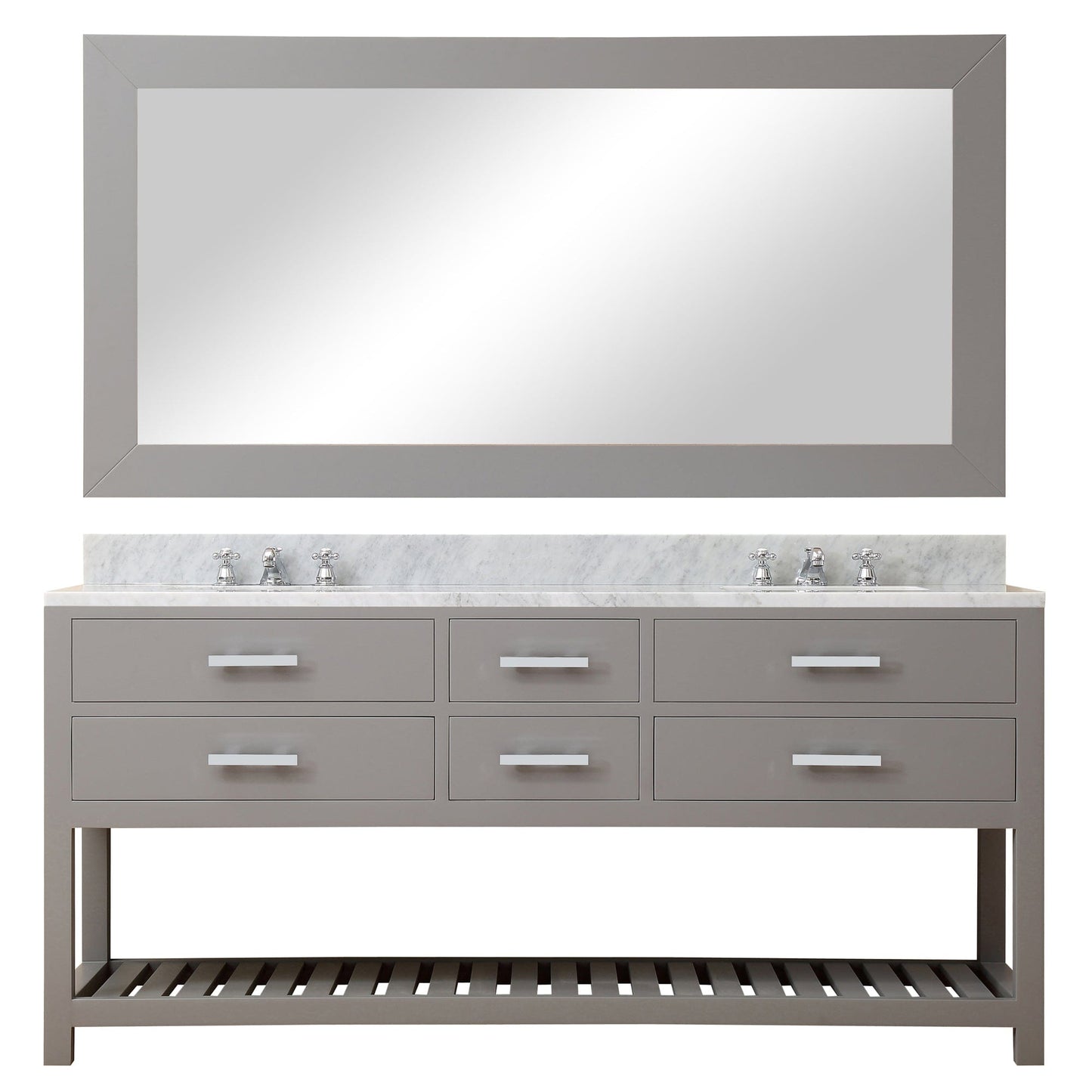 Water Creation MA72CW01CG-R72BX0901 MADALYN 72"W x 34"H Cashmere Gray Double-Sink Vanity + Faucets & Mirror