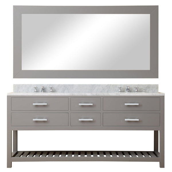 Water Creation MA72CW01CG-R72BX0901 MADALYN 72W x 34H Cashmere Gray Double-Sink Vanity + Faucets & Mirror