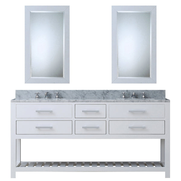 Water Creation MA72CW01PW-R24BX0901 MADALYN 72W x 34H Pure White Double-Sink Vanity + Faucets & Mirrors