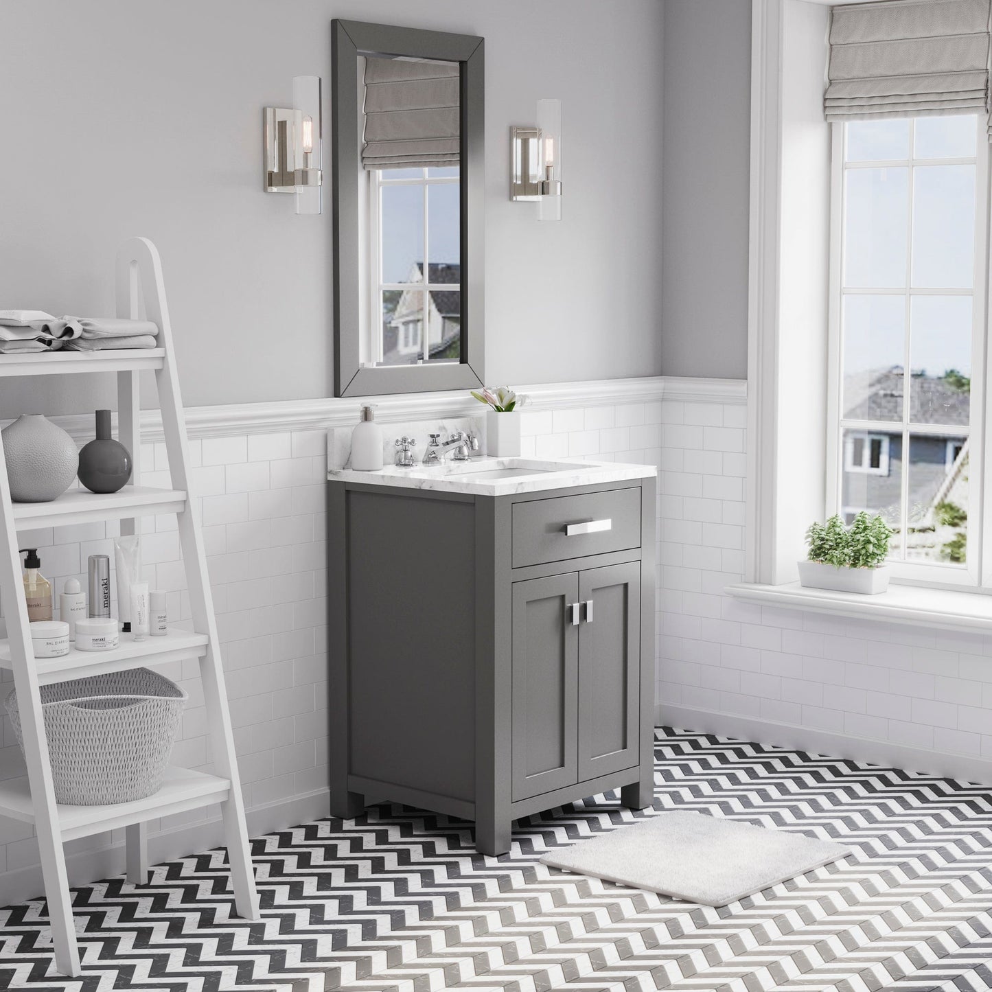 Water Creation MS24CW01CG-R21000000 MADISON 24"W x 34"H Cashmere Gray Single-Sink Vanity + Mirror