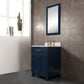 Water Creation MS24CW06MB-R21000000 MADISON 24"W x 34"H Monarch Blue Single-Sink Vanity with Carrara White Marble Countertop + Mirror