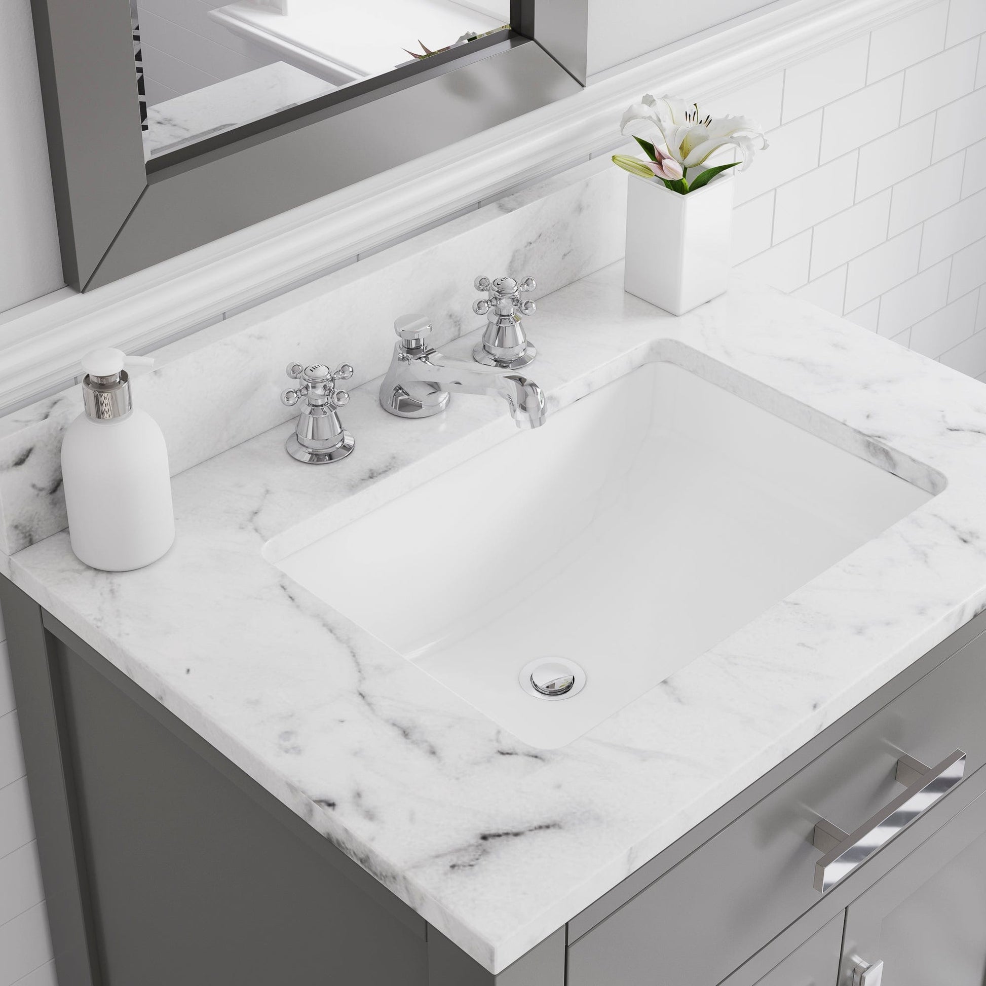 Water Creation MS30CW01CG-000BX0901 MADISON 30"W x 34"H Cashmere Gray Single-Sink Vanity + Faucets