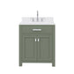 Water Creation MS30CW01GN-000BL1401 MADISON 30"W x 34"H Glacial Green Single-Sink Vanity with Carrara White Marble Countertop + Gooseneck Faucet