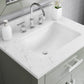 Water Creation MS30CW01GN-R21BL1401 MADISON 30"W x 34"H Glacial Green Single-Sink Vanity with Carrara White Marble Countertop + Gooseneck Faucet and Mirror