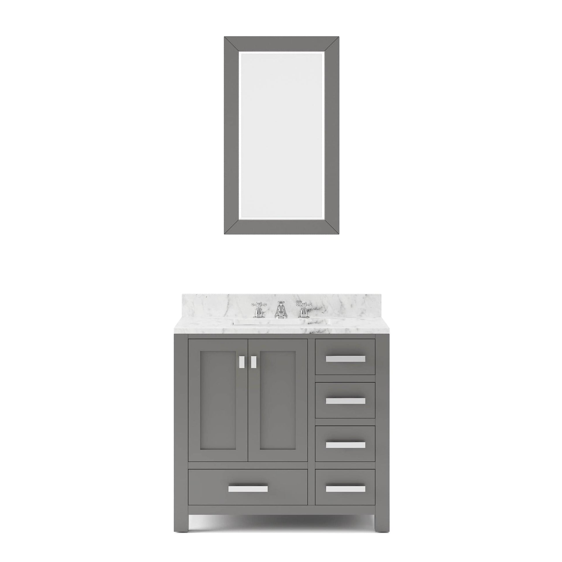 Water Creation MS36CW01CG-R24000000 MADISON 36"W x 34"H Cashmere Gray Single-Sink Vanity + Mirror