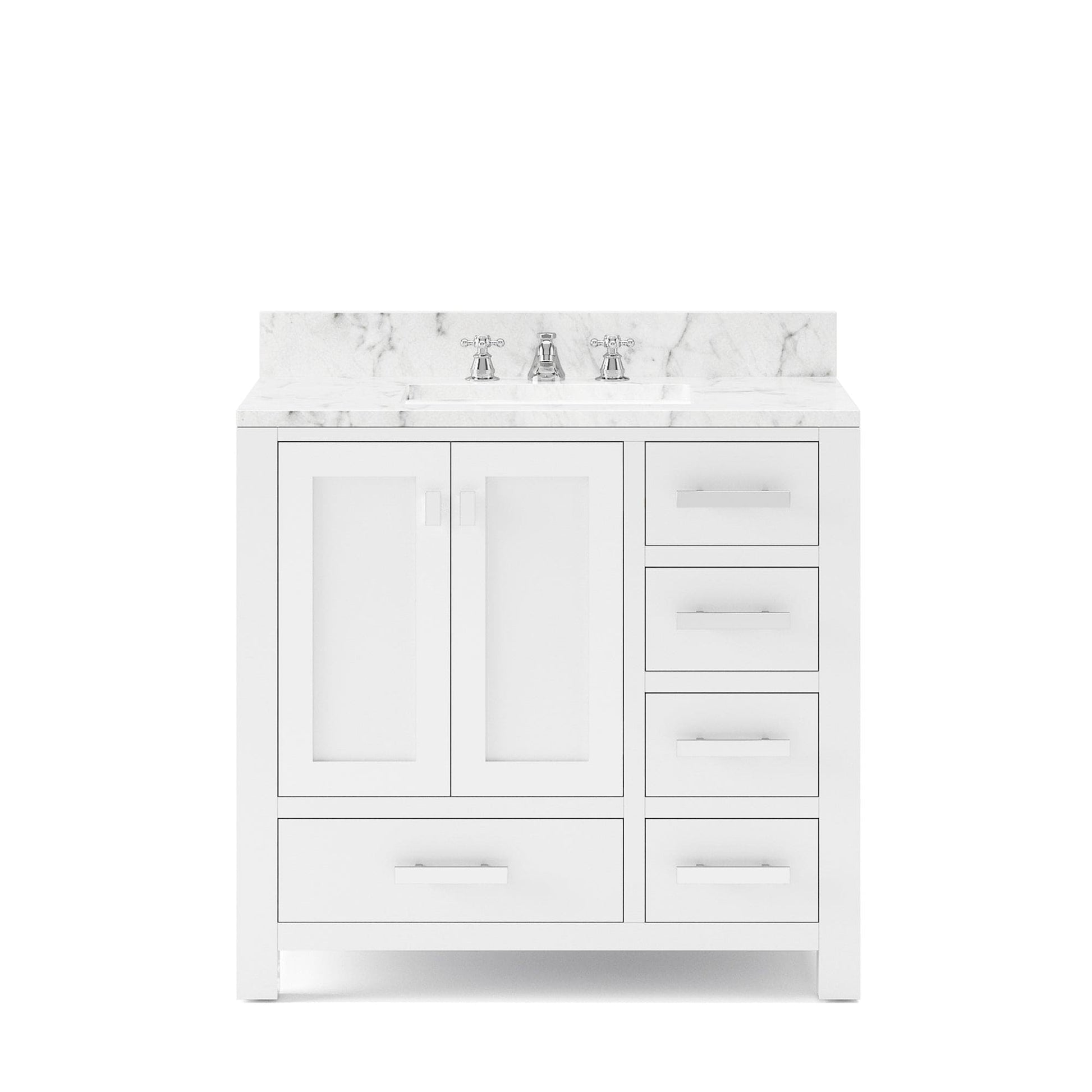 Water Creation MS36CW01PW-000BX0901 MADISON 36"W x 34"H Pure White Single-Sink Vanity + Faucets