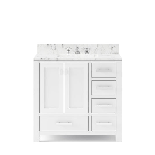 Water Creation MS36CW01PW-000BX0901 MADISON 36"W x 34"H Pure White Single-Sink Vanity + Faucets
