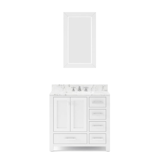 Water Creation MS36CW01PW-R24000000 MADISON 36"W x 34"H Pure White Single-Sink Vanity + Mirror