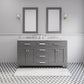 Water Creation MS60CW01CG-000BX0901 MADISON 60"W x 34"H Cashmere Gray Double-Sink Vanity + Faucets