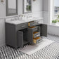 Water Creation MS60CW01CG-000BX0901 MADISON 60"W x 34"H Cashmere Gray Double-Sink Vanity + Faucets