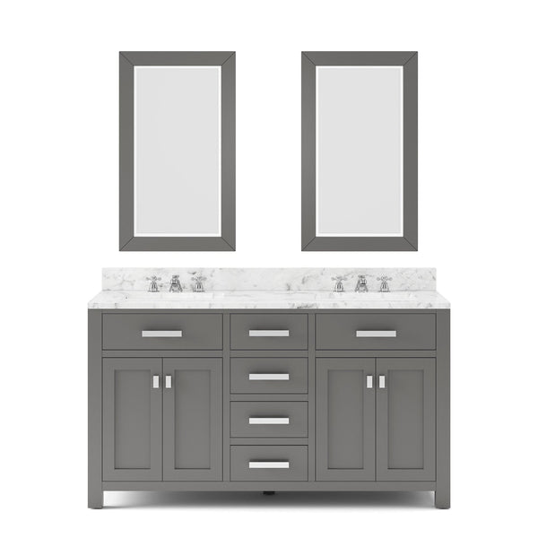 Water Creation MS60CW01CG-R21000000 MADISON 60W x 34H Cashmere Gray Double-Sink Vanity + Mirrors