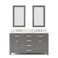 Water Creation MS60CW01CG-R21BX0901 MADISON 60"W x 34"H Cashmere Gray Double-Sink Vanity + Faucets & Mirrors