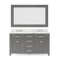 Water Creation MS60CW01CG-R60000000 MADISON 60"W x 34"H Cashmere Gray Double-Sink Vanity + Mirror